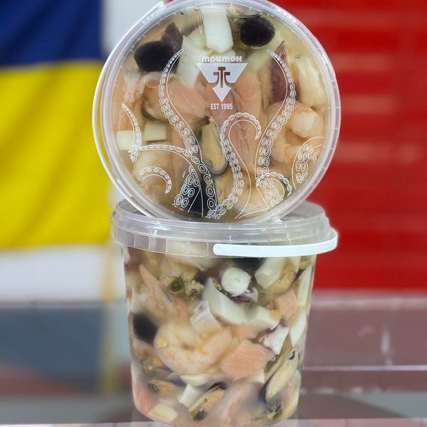MEDITERRANEAN Seafood Cocktail (with shrimp and salmon) in Oil &mdash; buy in Triton online store